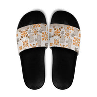 Hawaii Tapa Tribal Slide Sandals With Hawaiian Quilt Pattern Gold LT9 Gold - Polynesian Pride