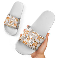 Hawaii Tapa Tribal Slide Sandals With Hawaiian Quilt Pattern Gold LT9 - Polynesian Pride