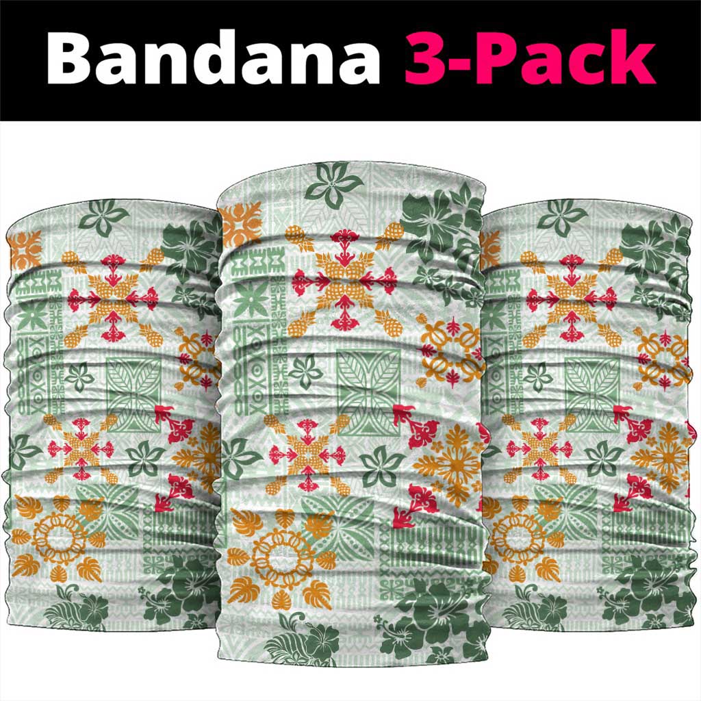 Hawaii Tapa Tribal Neck Gaiter With Hawaiian Quilt Pattern Green LT9 package One Size: 25*50cm Green - Polynesian Pride