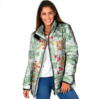 Hawaii Tapa Tribal Padded Jacket With Hawaiian Quilt Pattern Green LT9 Women Green - Polynesian Pride