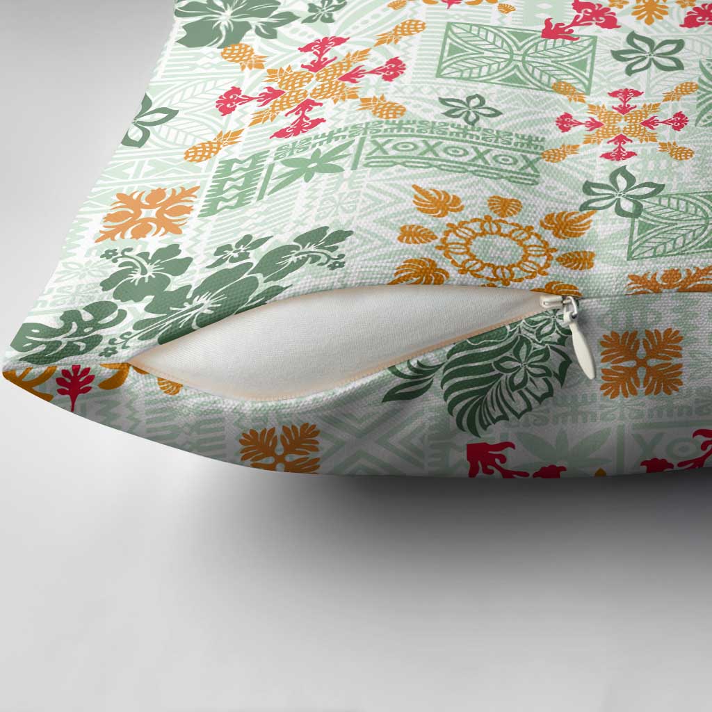 Hawaii Tapa Tribal Pillow Cover With Hawaiian Quilt Pattern Green LT9 - Polynesian Pride