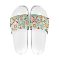 Hawaii Tapa Tribal Slide Sandals With Hawaiian Quilt Pattern Green LT9 Green - Polynesian Pride