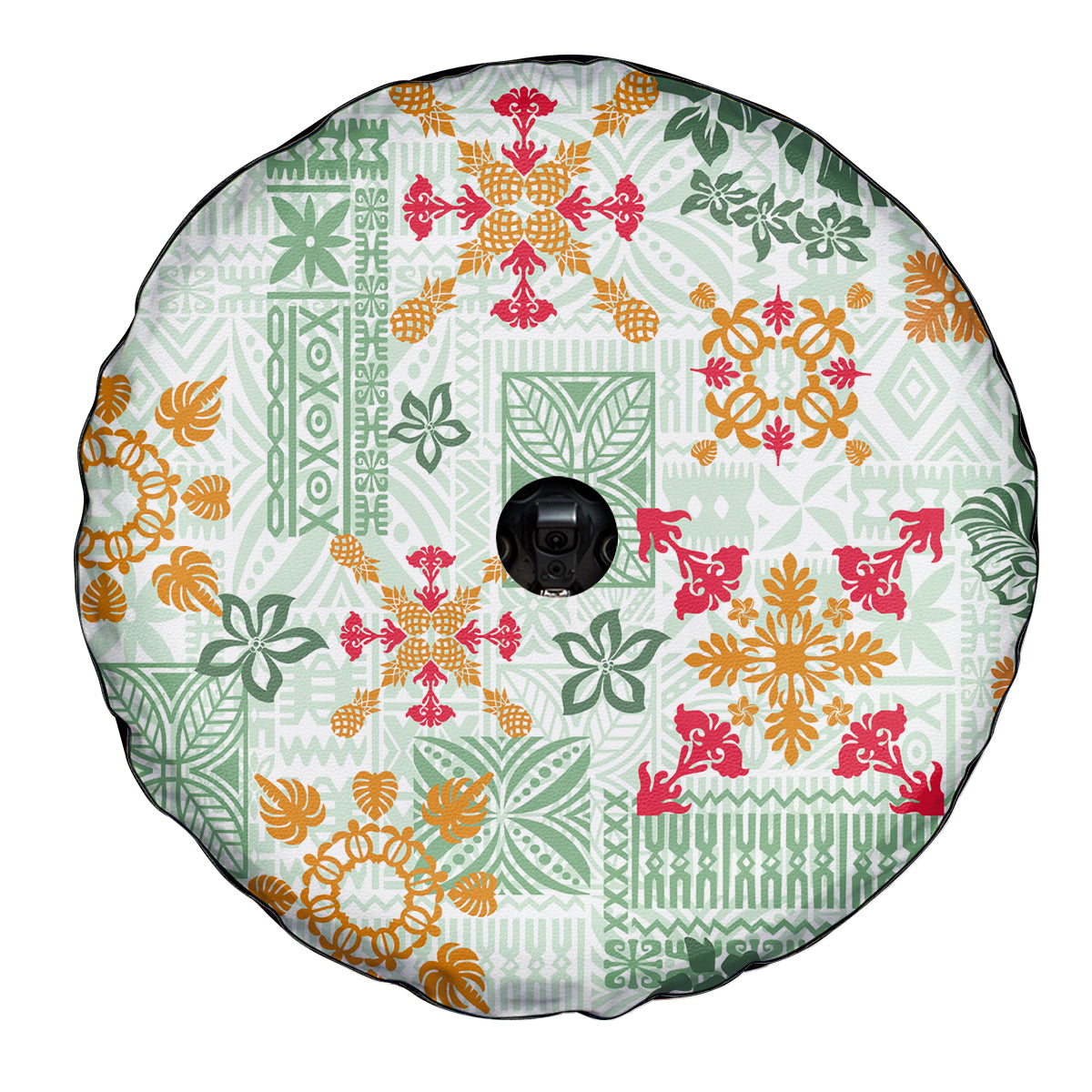 Hawaii Tapa Tribal Spare Tire Cover With Hawaiian Quilt Pattern Green LT9 - Polynesian Pride
