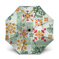 Hawaii Tapa Tribal Umbrella With Hawaiian Quilt Pattern Green - Polynesian Pride