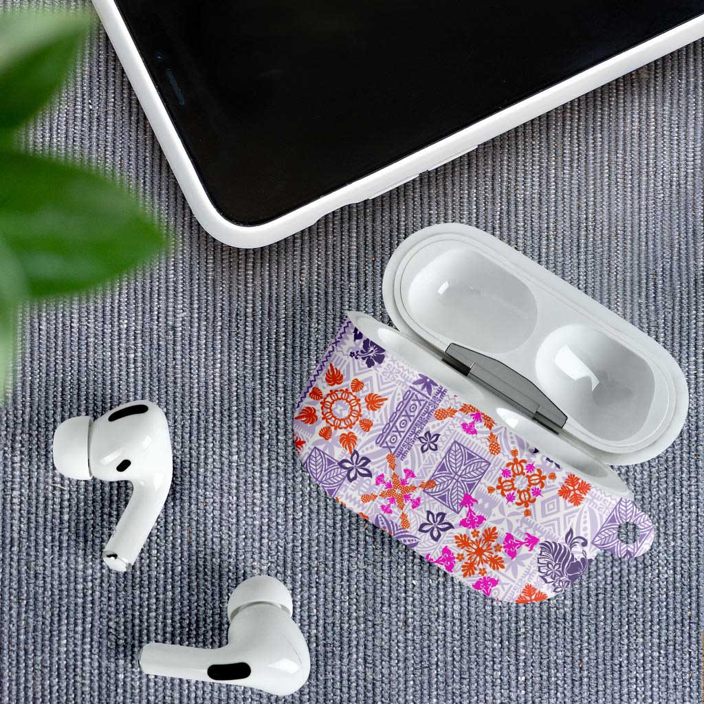 Hawaii Tapa Tribal AirPods Case With Hawaiian Quilt Pattern Violet - Polynesian Pride