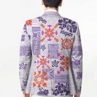 Hawaii Tapa Tribal Blazer With Hawaiian Quilt Pattern Violet - Polynesian Pride