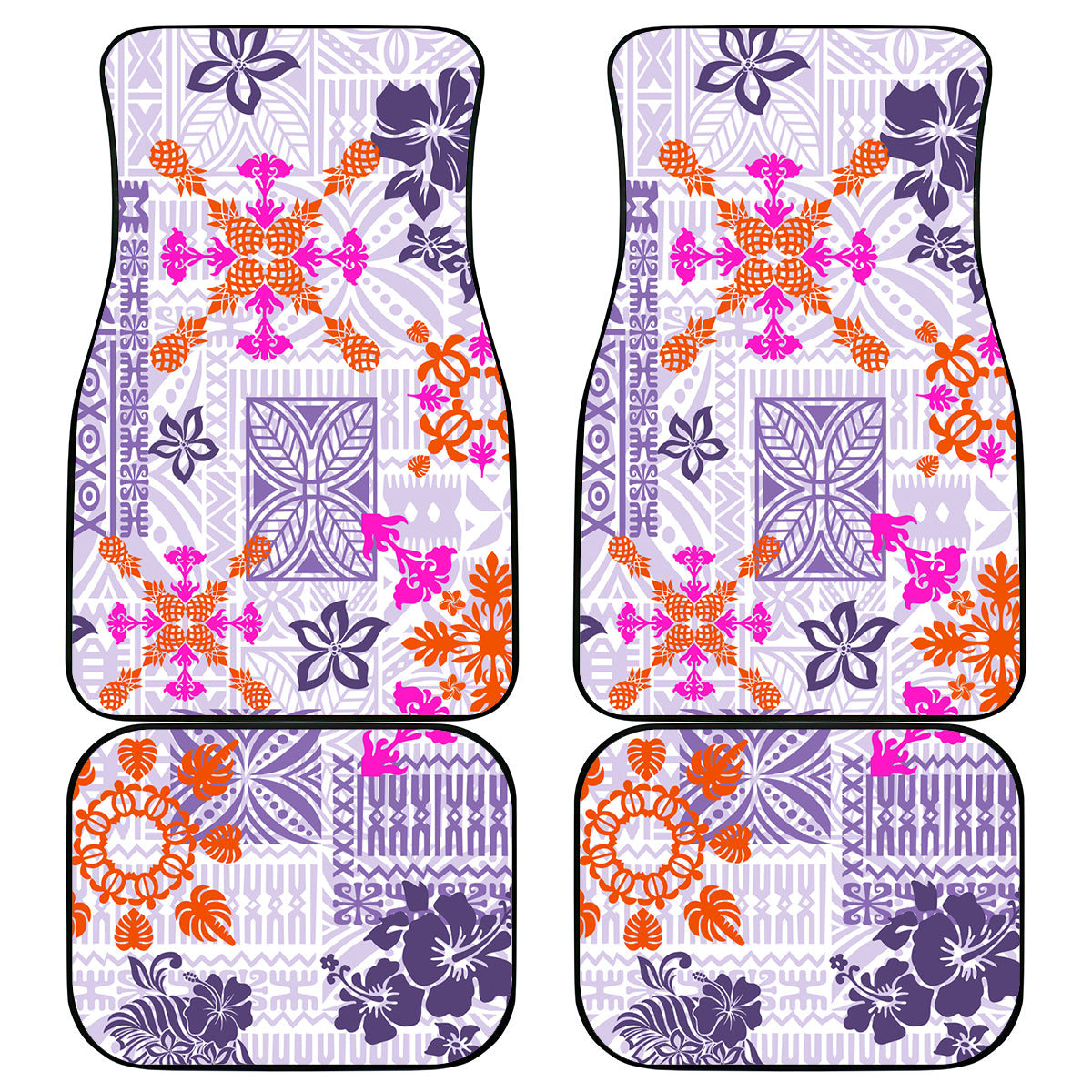 Hawaii Tapa Tribal Car Mats With Hawaiian Quilt Pattern Violet LT9 Violet - Polynesian Pride