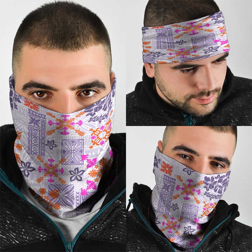 Hawaii Tapa Tribal Neck Gaiter With Hawaiian Quilt Pattern Violet LT9 - Polynesian Pride