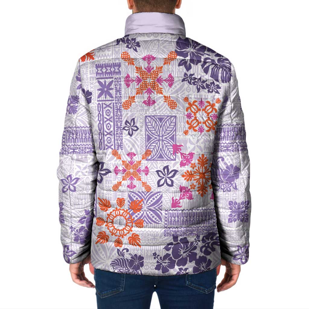 Hawaii Tapa Tribal Padded Jacket With Hawaiian Quilt Pattern Violet LT9 - Polynesian Pride