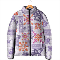 Hawaii Tapa Tribal Padded Jacket With Hawaiian Quilt Pattern Violet LT9 - Polynesian Pride