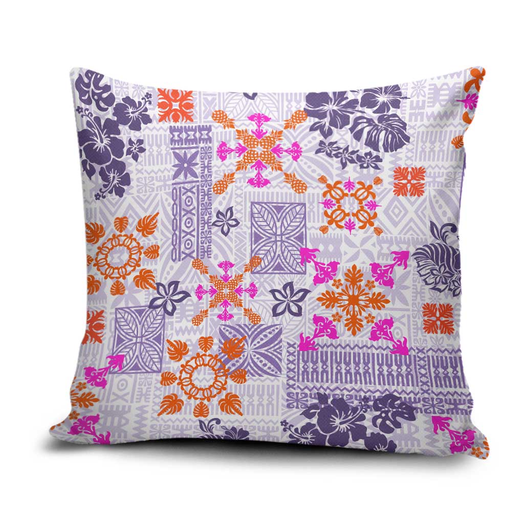 Hawaii Tapa Tribal Pillow Cover With Hawaiian Quilt Pattern Violet LT9 Violet - Polynesian Pride