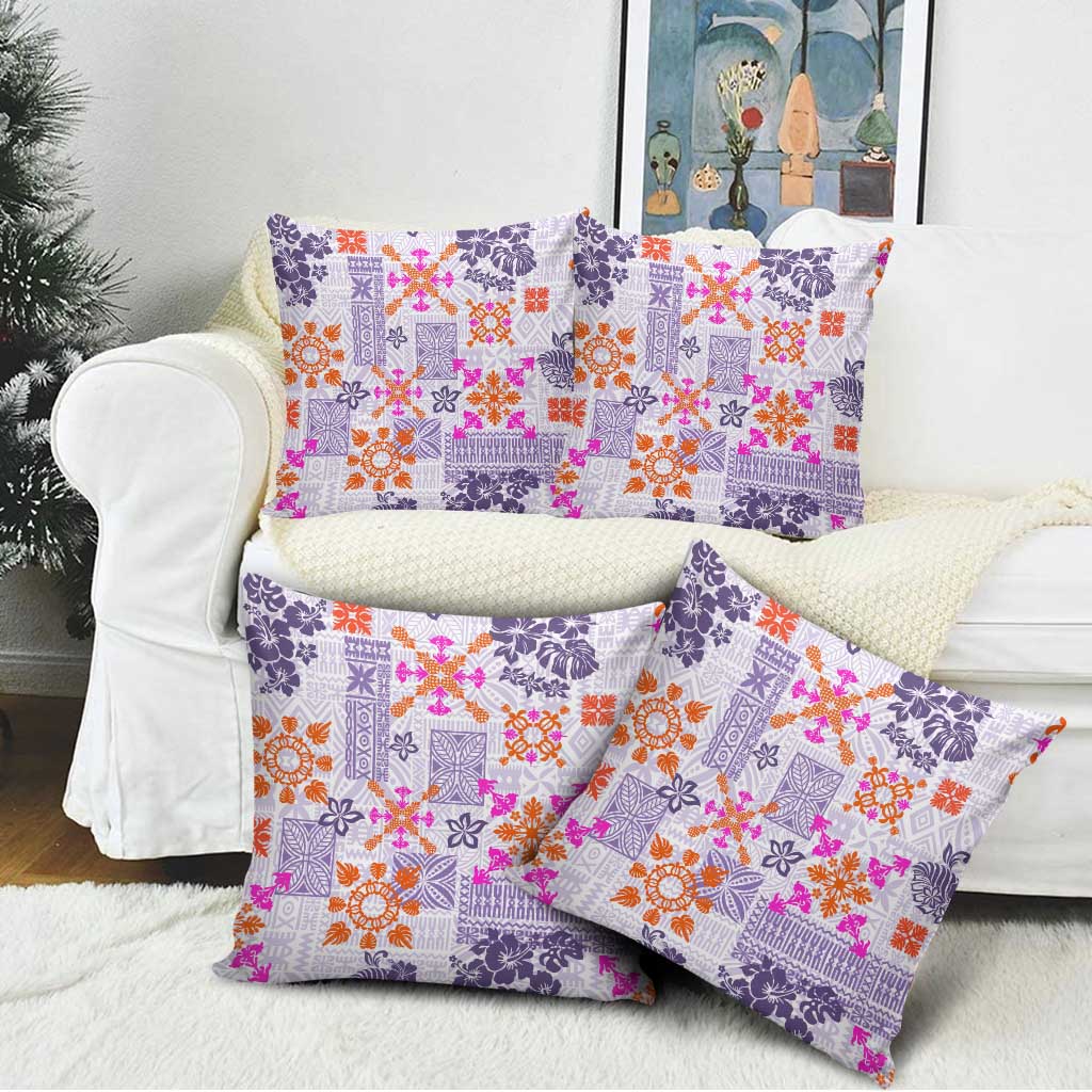 Hawaii Tapa Tribal Pillow Cover With Hawaiian Quilt Pattern Violet LT9 - Polynesian Pride