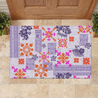 Hawaii Tapa Tribal Rubber Doormat With Hawaiian Quilt Pattern Violet LT9 - Polynesian Pride
