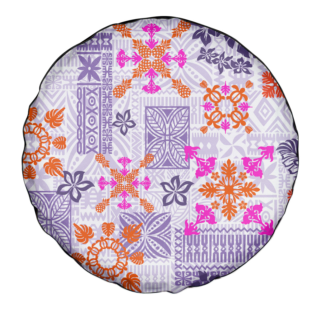 Hawaii Tapa Tribal Spare Tire Cover With Hawaiian Quilt Pattern Violet LT9 - Polynesian Pride