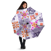 Hawaii Tapa Tribal Umbrella With Hawaiian Quilt Pattern Violet - Polynesian Pride