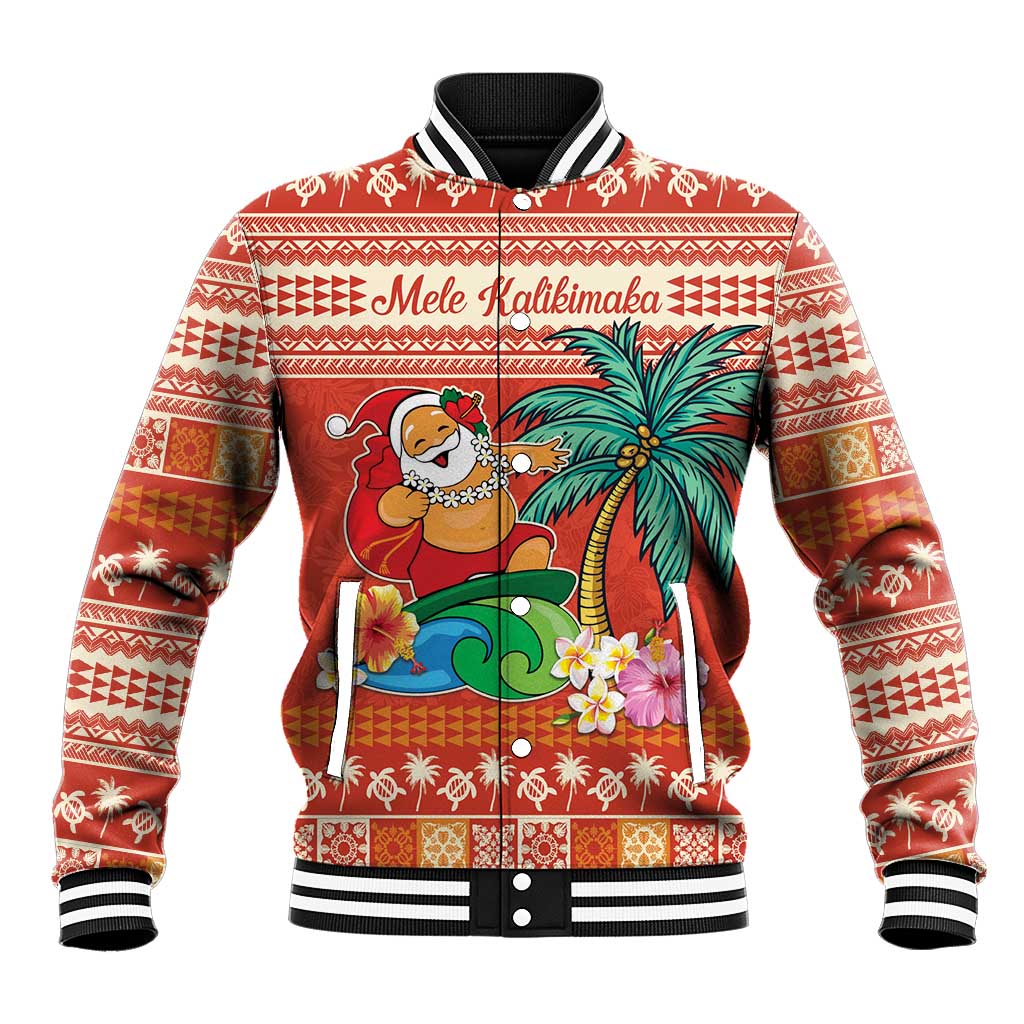 Hawaii Mele Kalikimaka Baseball Jacket Surfing Santa Funny Christmas