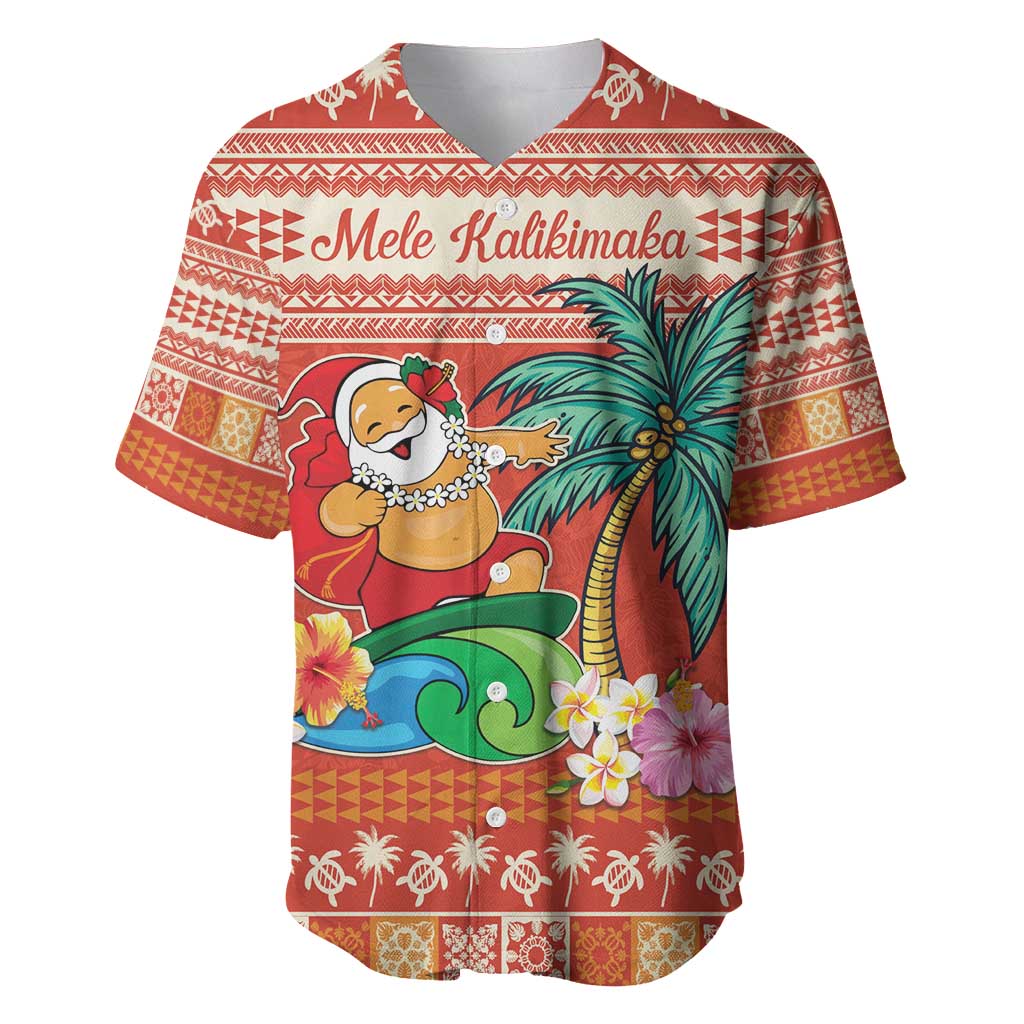 Hawaii Mele Kalikimaka Baseball Jersey Surfing Santa Funny Christmas