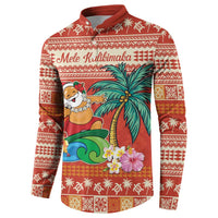Hawaii Mele Kalikimaka Button Sweatshirt Surfing Santa Funny Christmas
