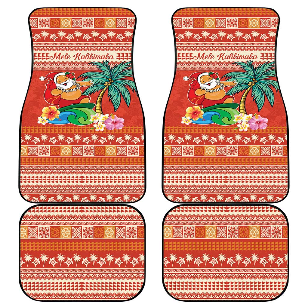 Hawaii Mele Kalikimaka Car Mats Surfing Santa Funny Christmas