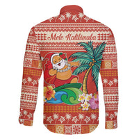 Hawaii Mele Kalikimaka Family Matching Off Shoulder Short Dress and Hawaiian Shirt Surfing Santa Funny Christmas