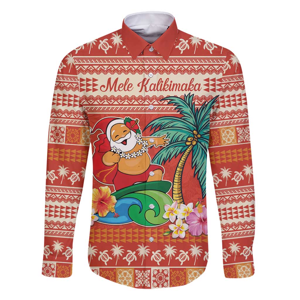 Hawaii Mele Kalikimaka Family Matching Tank Maxi Dress and Hawaiian Shirt Surfing Santa Funny Christmas
