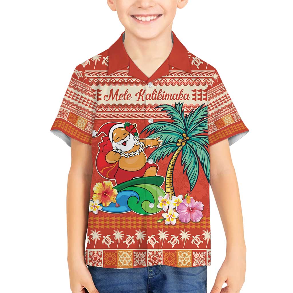 Hawaii Mele Kalikimaka Family Matching Tank Maxi Dress and Hawaiian Shirt Surfing Santa Funny Christmas