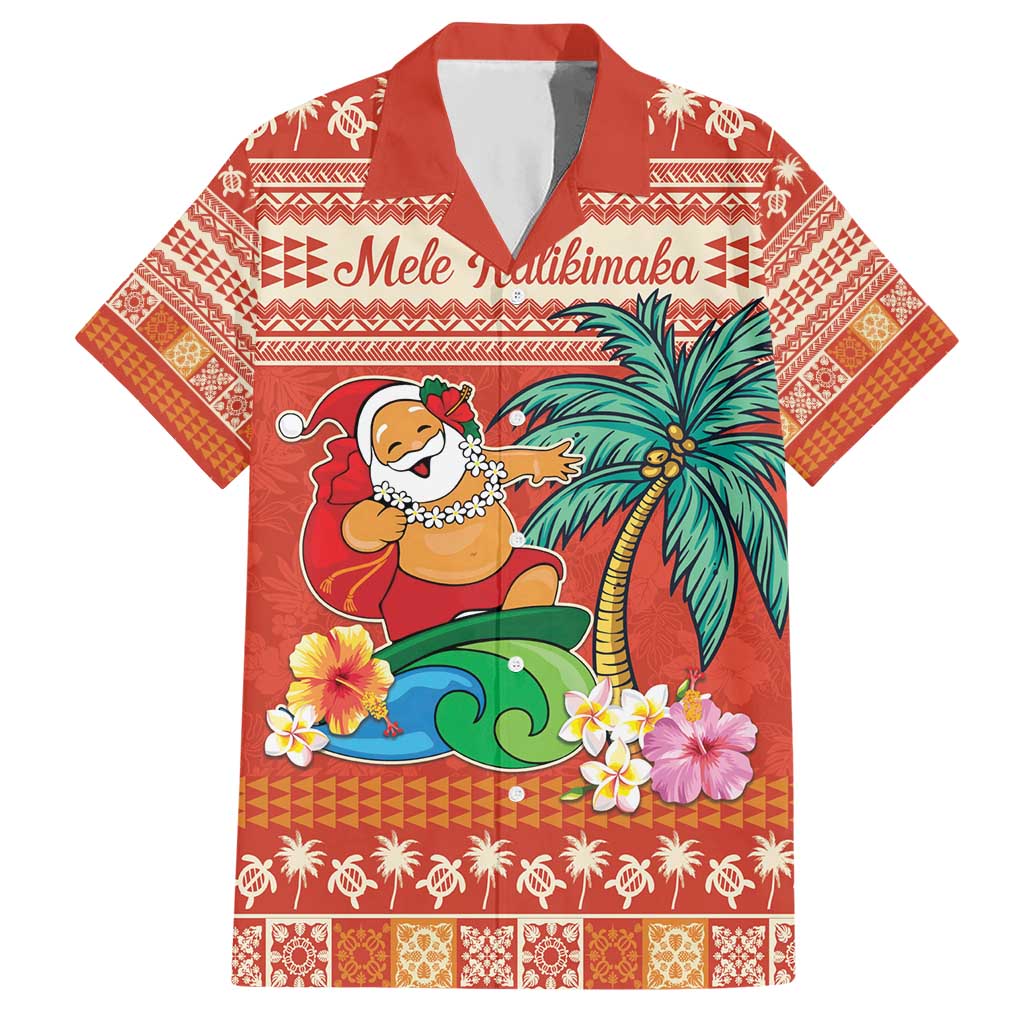 Hawaii Mele Kalikimaka Hawaiian Shirt Surfing Santa Funny Christmas