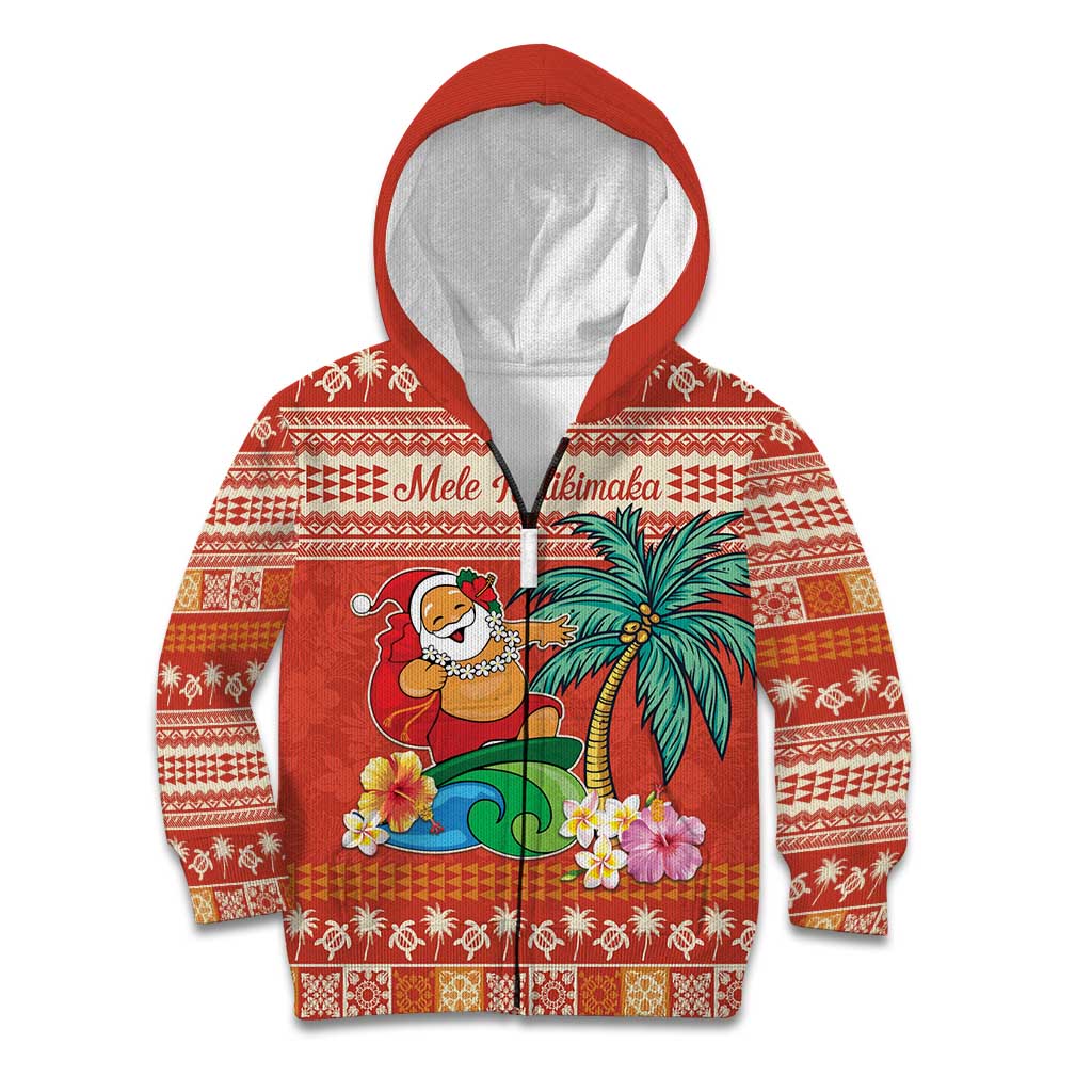 Hawaii Mele Kalikimaka Kid Hoodie Surfing Santa Funny Christmas