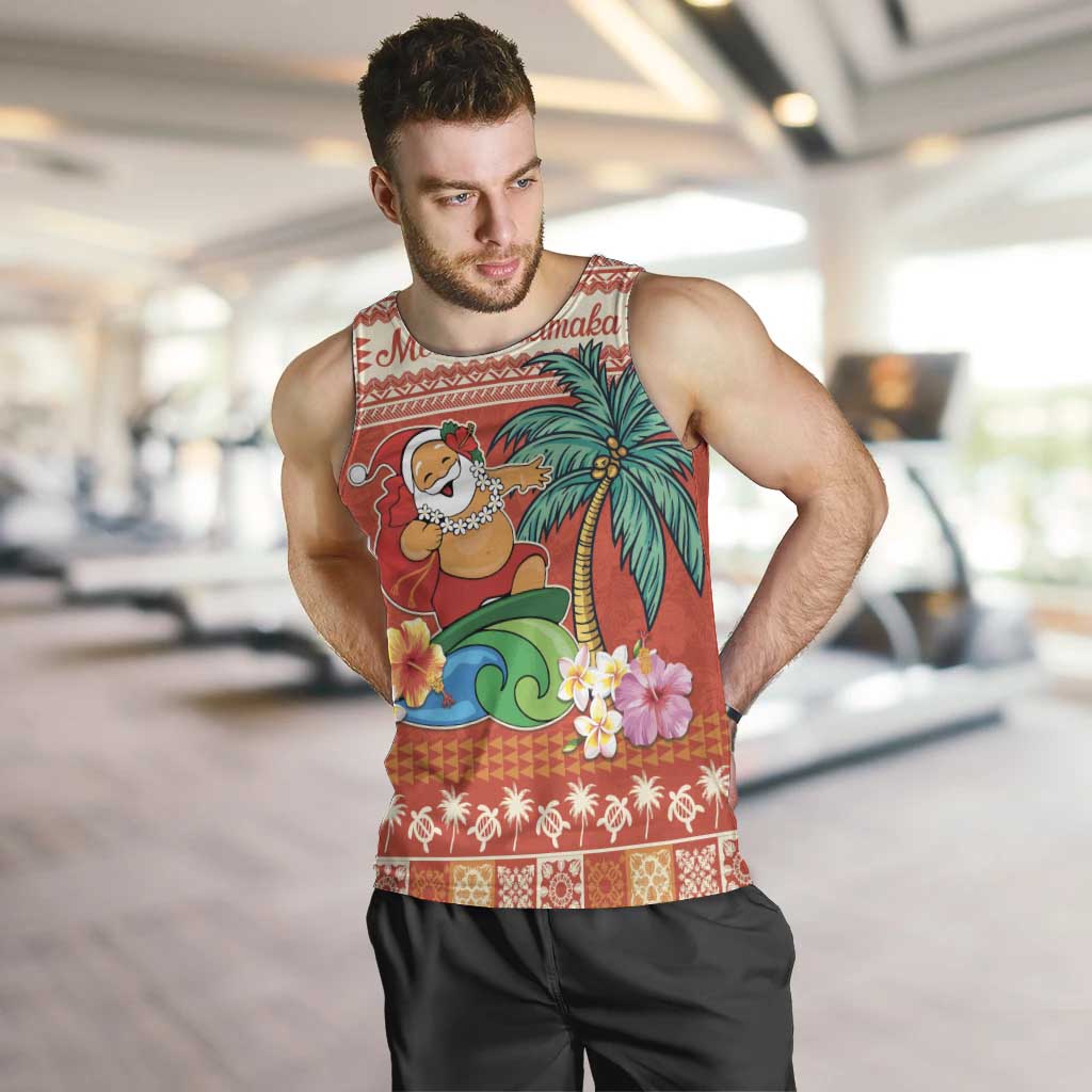 Hawaii Mele Kalikimaka Men Tank Top Surfing Santa Funny Christmas