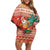 Hawaii Mele Kalikimaka Off Shoulder Short Dress Surfing Santa Funny Christmas