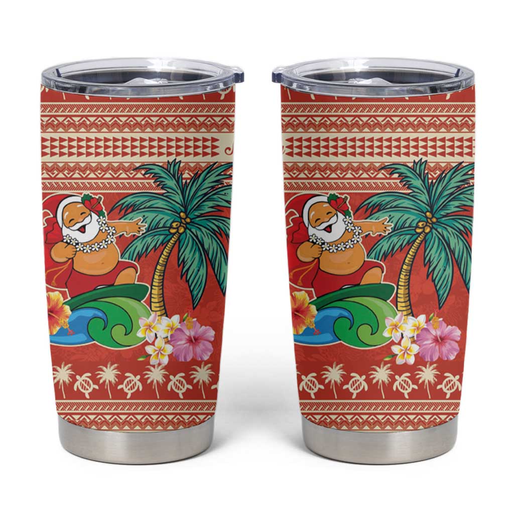 Hawaii Mele Kalikimaka Tumbler Cup Surfing Santa Funny Christmas