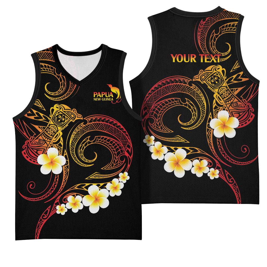 Personalised Papua New Guinea Sepik Basketball Jersey Plumeria Floral Tribal Pattern LT9 - Polynesian Pride