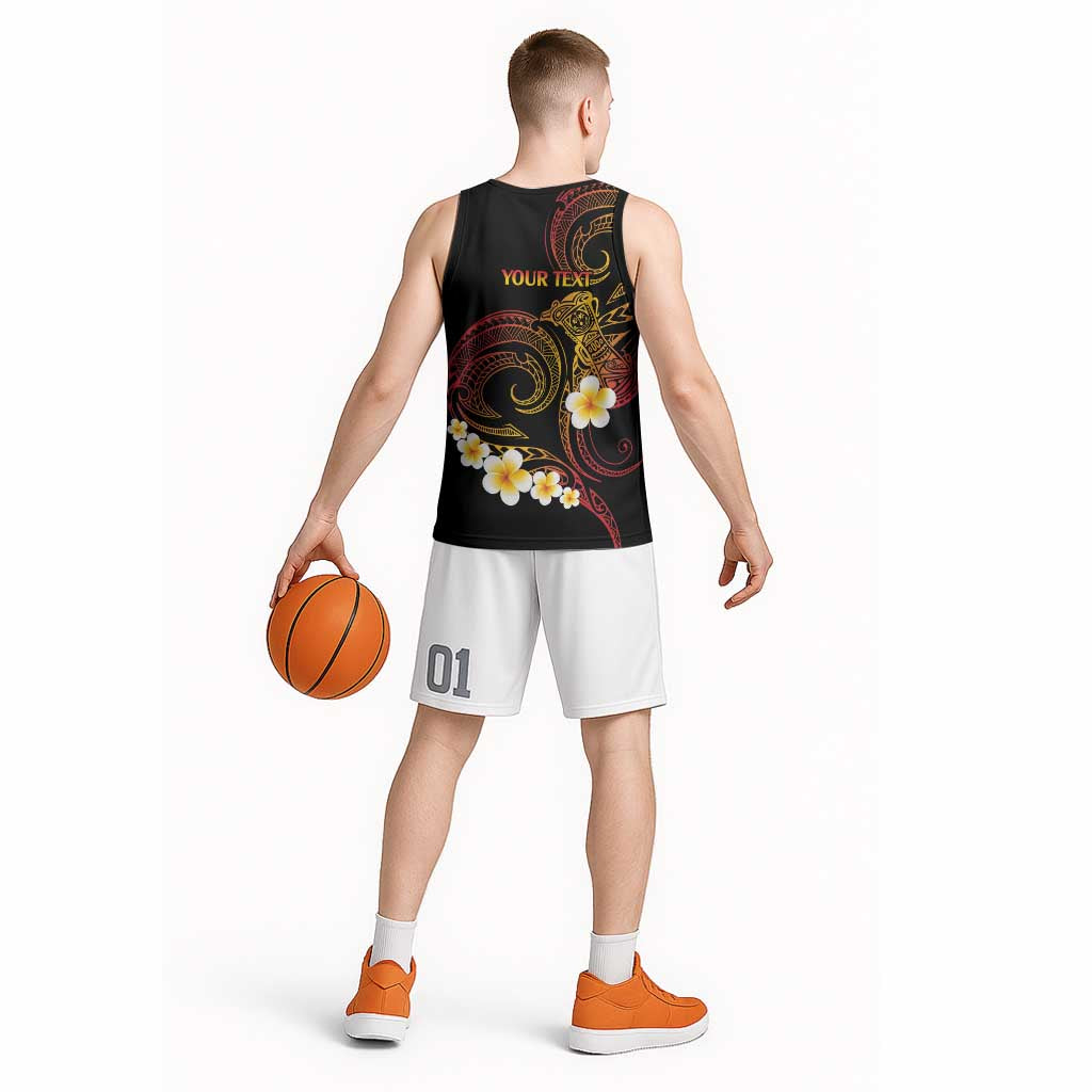 Personalised Papua New Guinea Sepik Basketball Jersey Plumeria Floral Tribal Pattern LT9 - Polynesian Pride