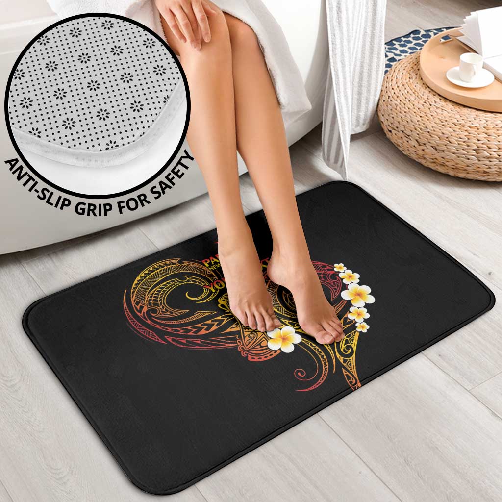 Personalised Papua New Guinea Sepik Bathroom Set Plumeria Floral Tribal Pattern - Polynesian Pride