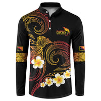 Personalised Papua New Guinea Sepik Button Sweatshirt Plumeria Floral Tribal Pattern LT9 Black - Polynesian Pride