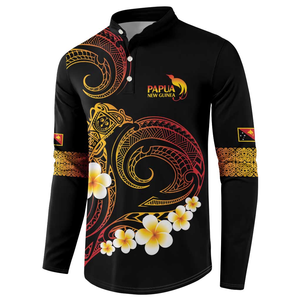 Personalised Papua New Guinea Sepik Button Sweatshirt Plumeria Floral Tribal Pattern LT9 - Polynesian Pride