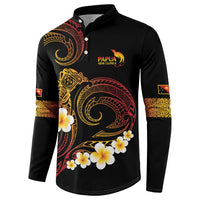 Personalised Papua New Guinea Sepik Button Sweatshirt Plumeria Floral Tribal Pattern LT9 - Polynesian Pride