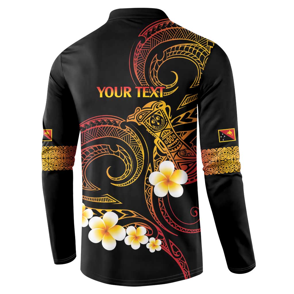 Personalised Papua New Guinea Sepik Button Sweatshirt Plumeria Floral Tribal Pattern LT9 - Polynesian Pride