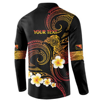 Personalised Papua New Guinea Sepik Button Sweatshirt Plumeria Floral Tribal Pattern LT9 - Polynesian Pride
