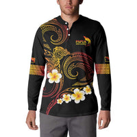 Personalised Papua New Guinea Sepik Button Sweatshirt Plumeria Floral Tribal Pattern LT9 - Polynesian Pride