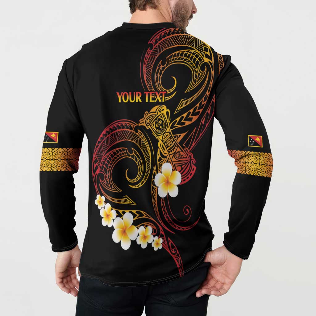 Personalised Papua New Guinea Sepik Button Sweatshirt Plumeria Floral Tribal Pattern LT9 - Polynesian Pride