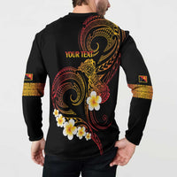 Personalised Papua New Guinea Sepik Button Sweatshirt Plumeria Floral Tribal Pattern LT9 - Polynesian Pride