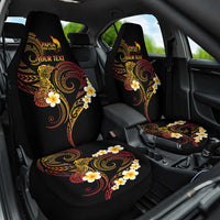 Personalised Papua New Guinea Sepik Car Seat Cover Plumeria Floral Tribal Pattern LT9 One Size Black - Polynesian Pride