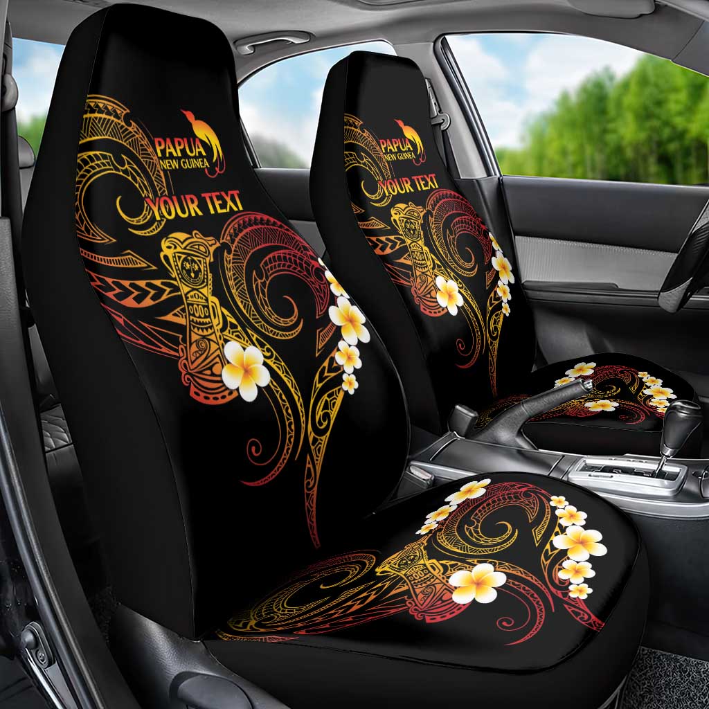Personalised Papua New Guinea Sepik Car Seat Cover Plumeria Floral Tribal Pattern LT9 - Polynesian Pride
