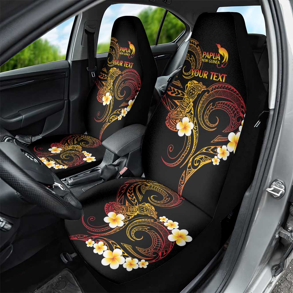 Personalised Papua New Guinea Sepik Car Seat Cover Plumeria Floral Tribal Pattern LT9 - Polynesian Pride