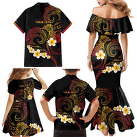 Personalised Papua New Guinea Sepik Family Matching Mermaid Dress and Hawaiian Shirt Plumeria Floral Tribal Pattern LT9 - Polynesian Pride