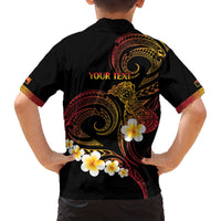 Personalised Papua New Guinea Sepik Family Matching Off The Shoulder Long Sleeve Dress and Hawaiian Shirt Plumeria Floral Tribal Pattern LT9 - Polynesian Pride