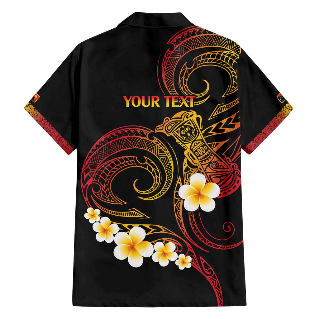 Personalised Papua New Guinea Sepik Family Matching Off Shoulder Short Dress and Hawaiian Shirt Plumeria Floral Tribal Pattern - Polynesian Pride
