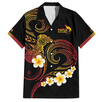 Personalised Papua New Guinea Sepik Family Matching Puletasi and Hawaiian Shirt Plumeria Floral Tribal Pattern LT9 Dad's Shirt - Short Sleeve Black - Polynesian Pride