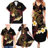 Personalised Papua New Guinea Sepik Family Matching Summer Maxi Dress and Hawaiian Shirt Plumeria Floral Tribal Pattern - Polynesian Pride